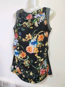 Women's Black Floral Print Sleeveless Top 34"-38"