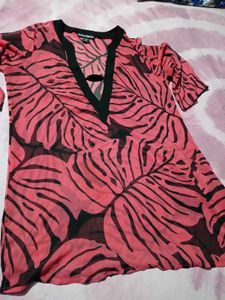 Chic Tropical Print Swim Cover-Up