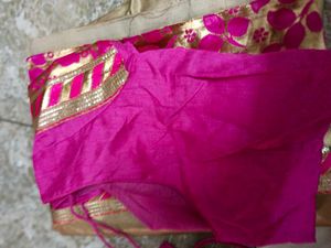 Elegant Gold &amp; Pink Silk Saree