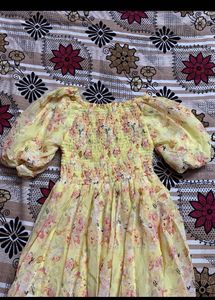 Yellow Floral Smocked Dress