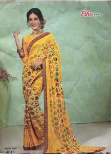 Beautiful Yellow Printed Saree