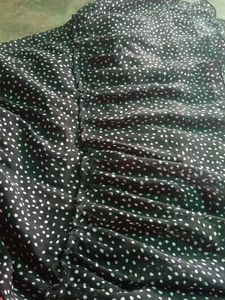 Black Polka Dot Ruched Dress