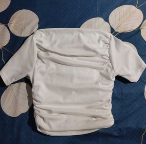 Chic White Ruched Crop Top
