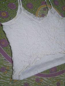 White Camisole Top with Lace Trim