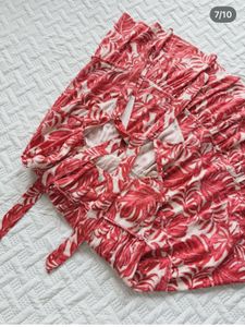 Boho Red Tropical Print Tiered Maxi Dress