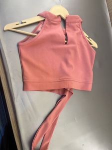 Dusty Rose Halter Neck Crop Top