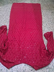 Red Embroidered Kurta
