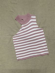 Striped Mock Neck Tank Top