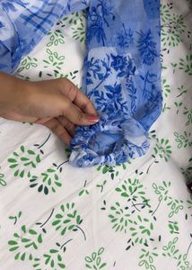 Blue Floral Print Midi Dress