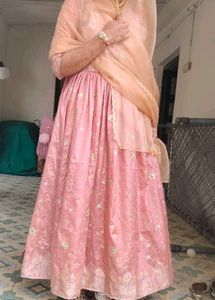 Beautiful Pink Embroidered anarkali with dupatta