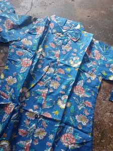 Blue Floral Print Kurta Set