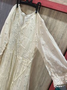 Elegant Off-White Embroidered Anarkali Kurta