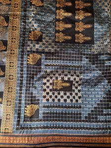 pure silk bomkai saree with intricate work palla