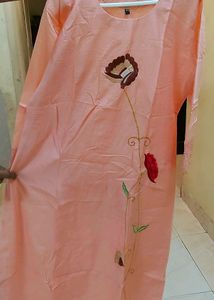 Peach Palazzo dress with Lace Trim