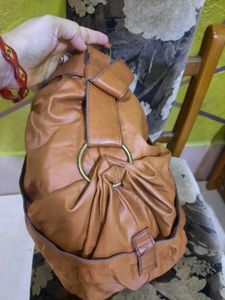 Stylish Tan Faux Leather Hobo Bag