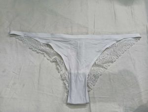 White Lace 💛 Trim Thong Panty