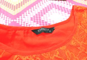 Orange Lace Cold Shoulder Top