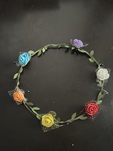 Floral TIARA + Press On Nail + headphones