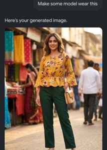 Stylish Yellow Floral Peplum Top and pants set