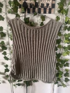Ribbed Knit Tank Top with Tie Detail