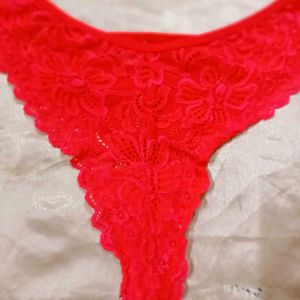Red Lace Thong Panty