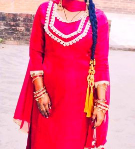 Vibrant Red Kurta Set with Dupatta