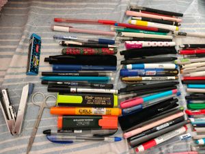 70 Assorted Pens, Highlighters &amp; Stapler