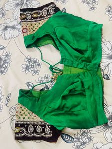 Emerald green diamond work blouse