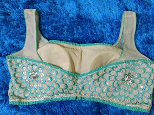 PADDED BLOUSE WITH EMB &amp; SEQ WORK ON BACK