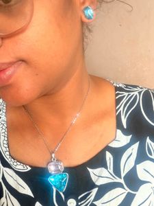 Anti-turnish Stunning Gemstone Pendant &amp; Earrings
