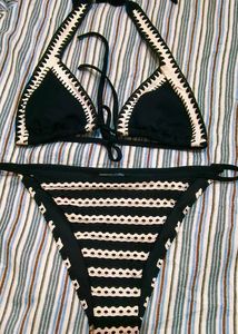 Black Crochet Trim Bikini set