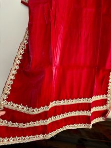 Bridal maroon japan silk Embroidery suit pant set