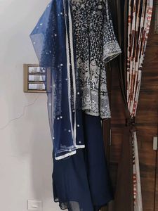 Elegant Navy Blue   Set with skirt and