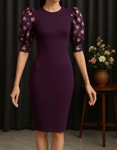 Women Bodycon Purple Midi / Calf Length Dress