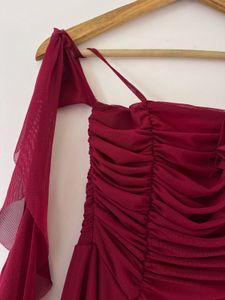 Burgundy Ruffled Mini Dress