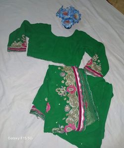 Embroidered Green Fabric