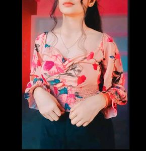 Floral Long Sleeve Crop Top