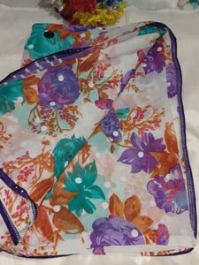 Vibrant Floral Print Saree with blouse