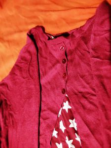 Maroon White Reverse Full Sleeve Top...🟥