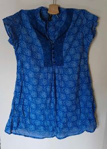 Blue Printed Short Kurta