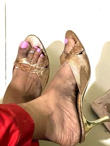 Golden Sequin Heeled Sandal EU 39