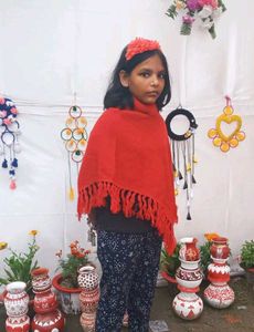 Red Knitted Poncho