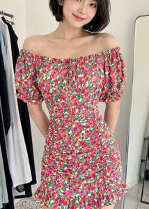 Off-Shoulder Floral Ruched Mini Dress