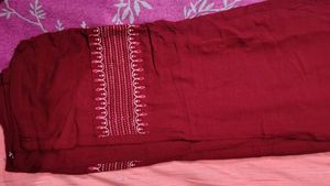Pink Kurta Set with Maroon Pants