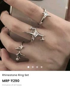Sparkling Star Rhinestone Ring Set