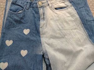 Cute Heart Patchwork Jeans