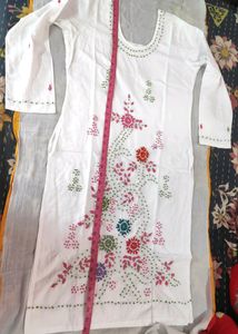 Embroidered White Kurti