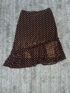 brown Polka Dot Ruffle Skirt
