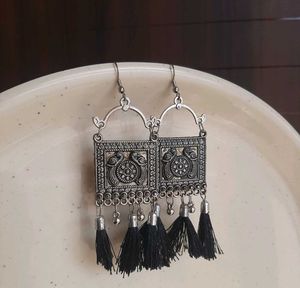 Bohemian Silver Tone Tassel Earrings