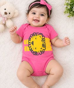Cute Lion Print Baby Bodysuit